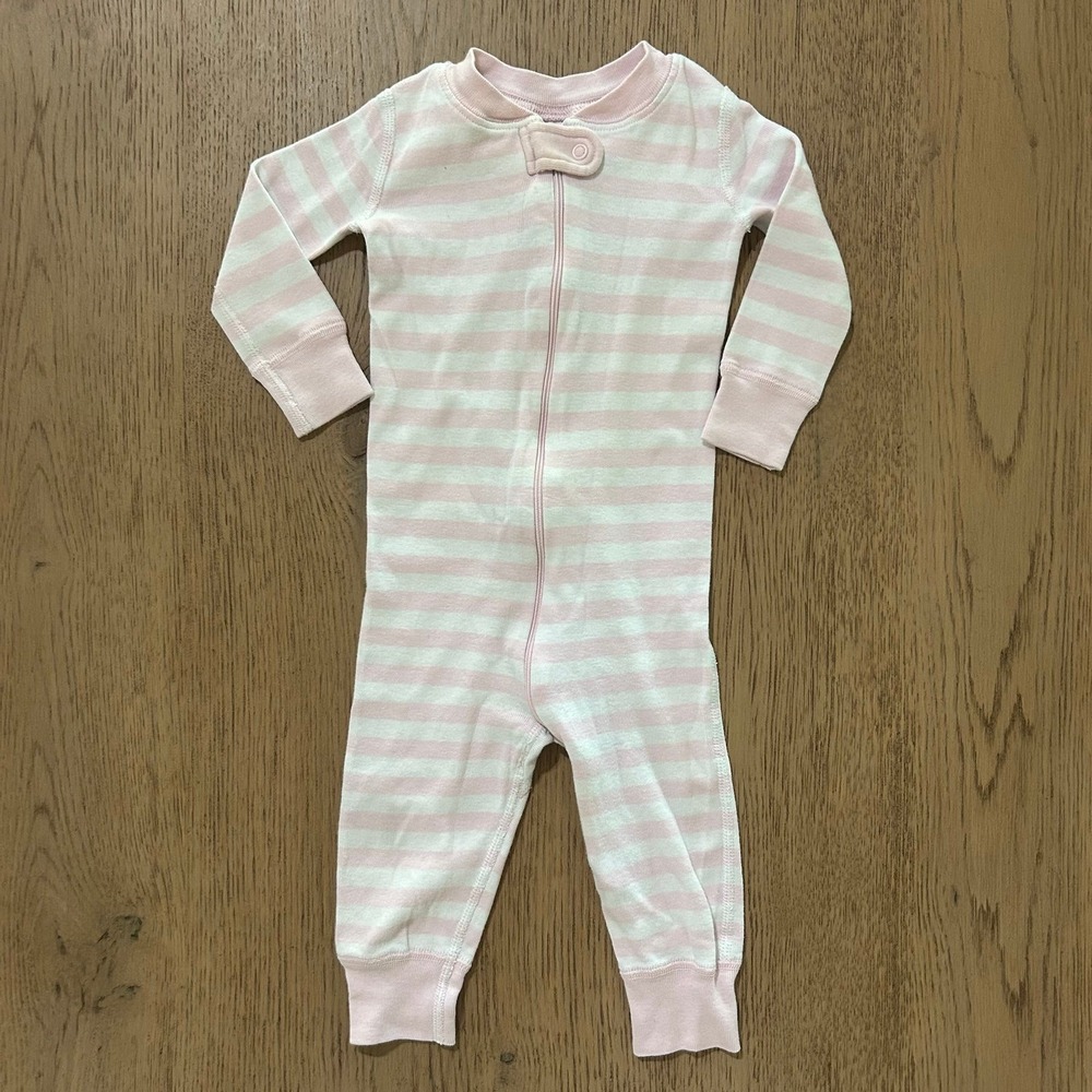 Hanna Andersson Baby Light Pink & White Stripes 9-18 Months